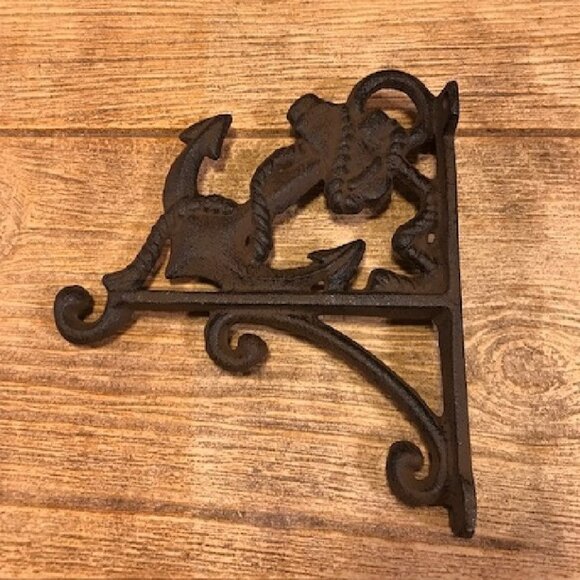 Anchor Plant Hanger Rustic Brown Raw Cast Iron Nautical 7 1/2" tall 0170-09513 R - Picture 6 of 16